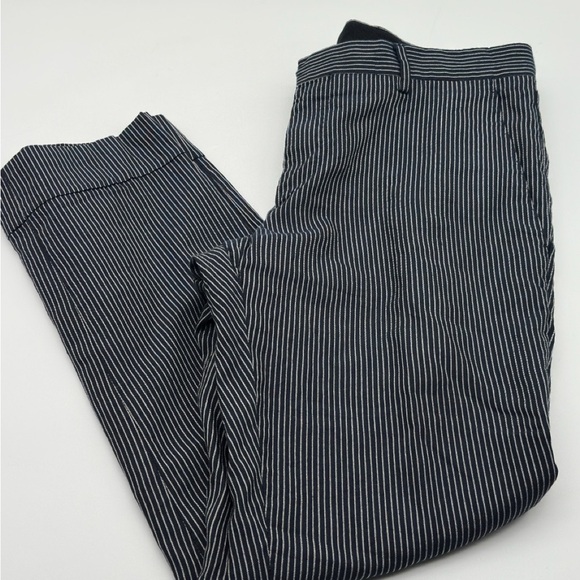 Men’s Etro Pin Strip Pants Size 50 Navy Blue Linen Silk Wool Blend - Picture 1 of 14